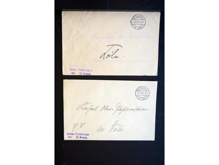 1914/18, ca. 140 R-Briefe (zum Teil Großforamte) mit R-Zetteln der Feldpost, sortenreich mit besseren, übliche Erhaltung ex M