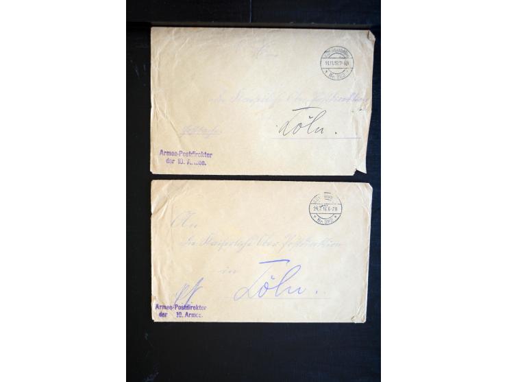 1914/18, ca. 140 R-Briefe (zum Teil Großforamte) mit R-Zetteln der Feldpost, sortenreich mit besseren, übliche Erhaltung ex M