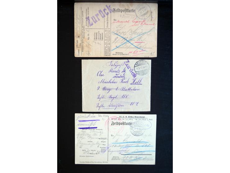 1914/18, ca. 140 R-Briefe (zum Teil Großforamte) mit R-Zetteln der Feldpost, sortenreich mit besseren, übliche Erhaltung ex M