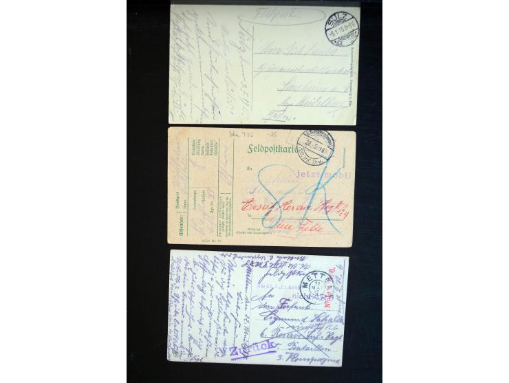 1914/18, ca. 140 R-Briefe (zum Teil Großforamte) mit R-Zetteln der Feldpost, sortenreich mit besseren, übliche Erhaltung ex M