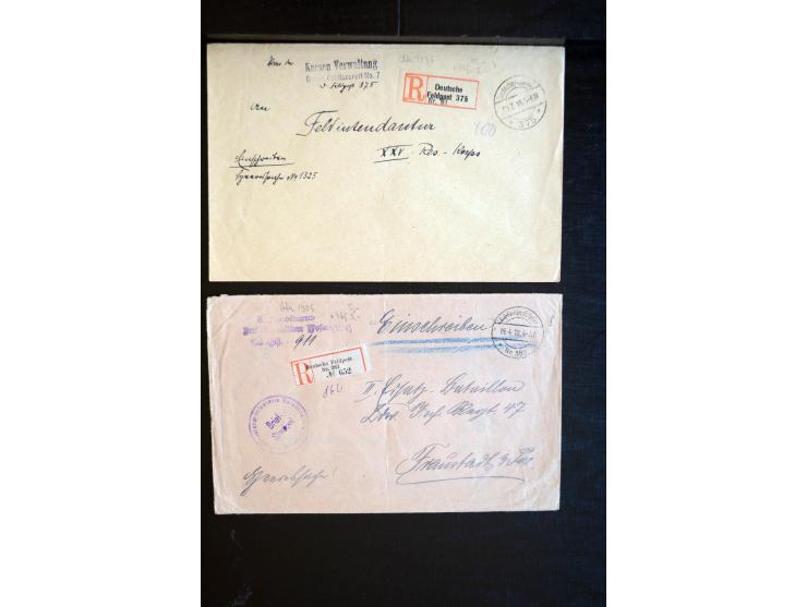 1914/18, ca. 140 R-Briefe (zum Teil Großforamte) mit R-Zetteln der Feldpost, sortenreich mit besseren, übliche Erhaltung ex M