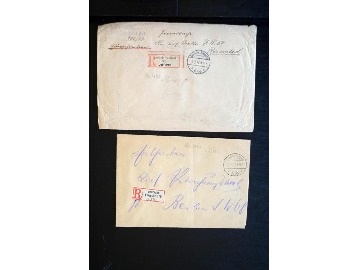 1914/18, ca. 140 R-Briefe (zum Teil Großforamte) mit R-Zetteln der Feldpost, sortenreich mit besseren, übliche Erhaltung ex M