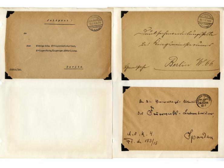 1914/18, ca. 500 Briefe und Karten mit vielen verschiedenen Feldpost- und Briefstempeln, dabei einige R-Briefe mit besseren (