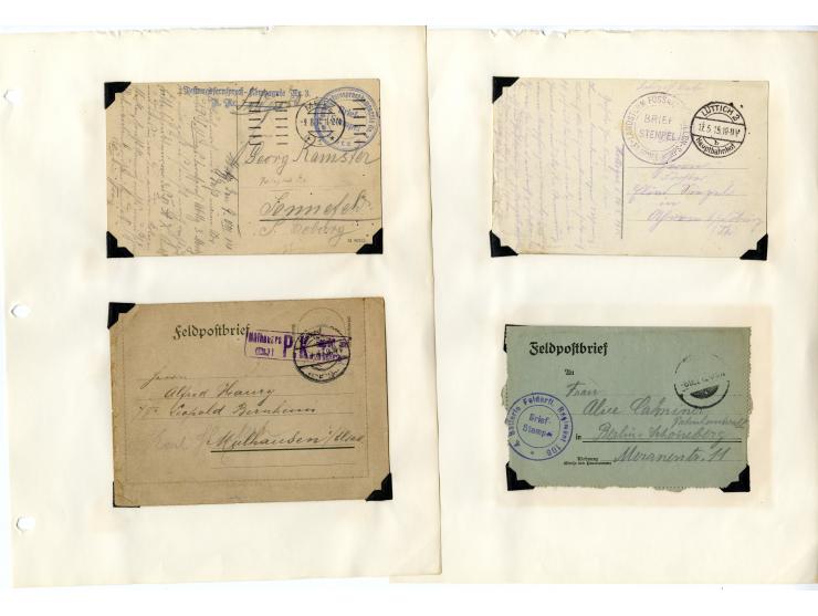 1914/18, ca. 500 Briefe und Karten mit vielen verschiedenen Feldpost- und Briefstempeln, dabei einige R-Briefe mit besseren (