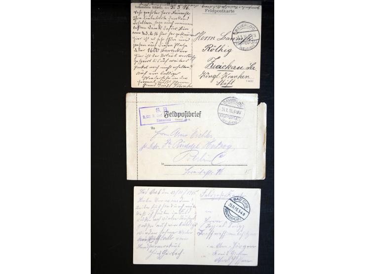 1914/18, Posten mit u.a. interessanten Stempeln inkl. Ra2 "Festung Kowno", wenige R-Briefe, Ansichtskarten und Post aus den b