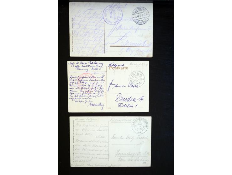 1914/18, Posten mit u.a. interessanten Stempeln inkl. Ra2 "Festung Kowno", wenige R-Briefe, Ansichtskarten und Post aus den b