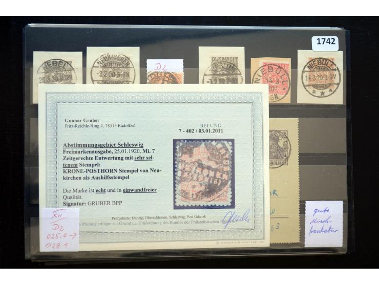 DEUTSCHE STEMPEL: AARÖSUND bis WOYENS, umfangreiche Sammlung von fast ausschließlich schönen Briefstücken mit sauberen und gu