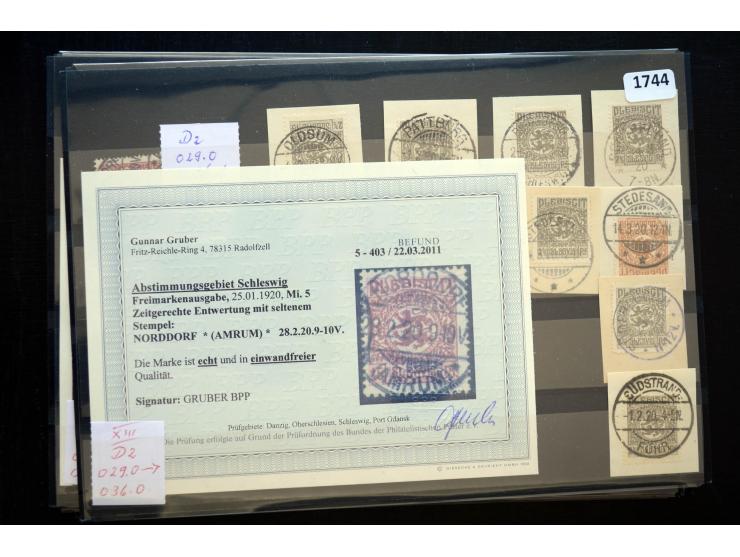 DEUTSCHE STEMPEL: AARÖSUND bis WOYENS, umfangreiche Sammlung von fast ausschließlich schönen Briefstücken mit sauberen und gu