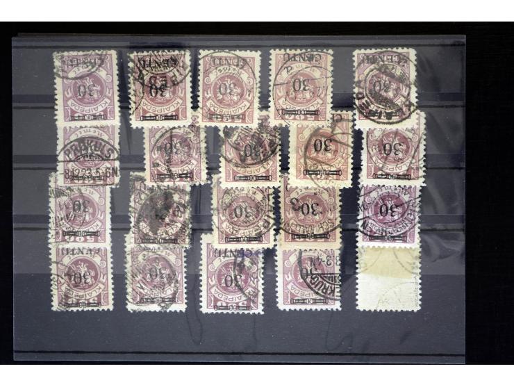 1923, Mi.-Nr. 169AI (34), 169AIII (12), 172AI (46), 172AIV (6), 175I (15), gestempelt, alle BPP-signiert (Mi. 2.785,-)