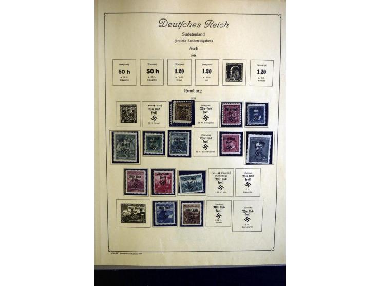 1938/42, meist ungebrauchte und postfrische Sammlung ab Sudetenland mit einigen besseren, dann Böhmen und Mähren mit Mi.-Nr. 
