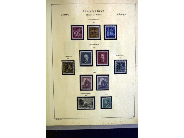 1938/42, meist ungebrauchte und postfrische Sammlung ab Sudetenland mit einigen besseren, dann Böhmen und Mähren mit Mi.-Nr. 