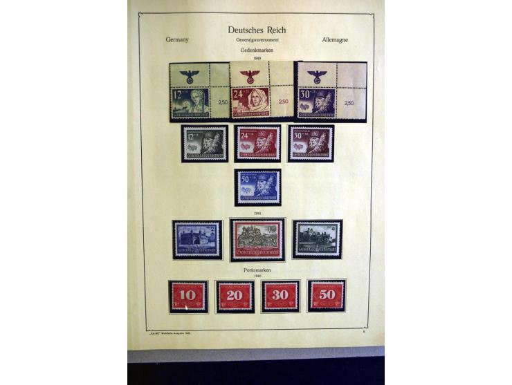 1938/42, meist ungebrauchte und postfrische Sammlung ab Sudetenland mit einigen besseren, dann Böhmen und Mähren mit Mi.-Nr. 