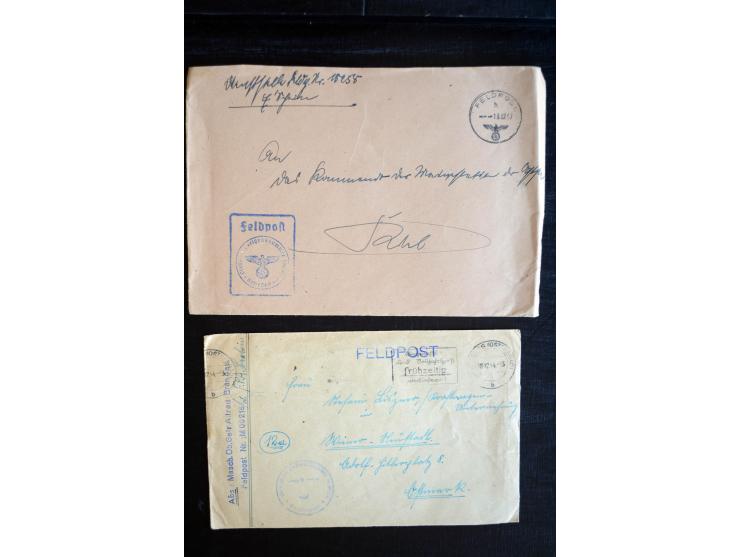1939/45, einige hundert Feldpost- und Dienstbriefe bzw. Karten der Marine mit vielen verschiedenen Briefstempeln und Feldpost
