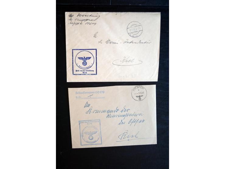 1939/45, einige hundert Feldpost- und Dienstbriefe bzw. Karten der Marine mit vielen verschiedenen Briefstempeln und Feldpost