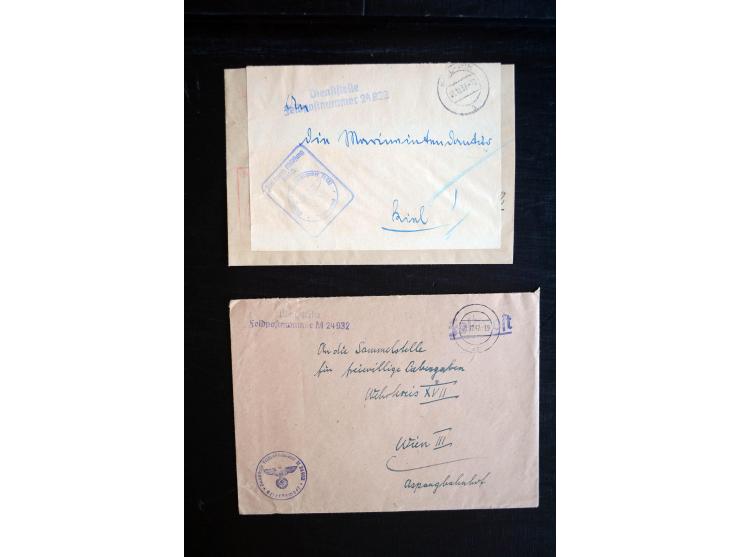 1939/45, einige hundert Feldpost- und Dienstbriefe bzw. Karten der Marine mit vielen verschiedenen Briefstempeln und Feldpost