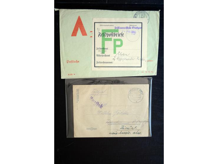1939/45, interessanter Posten mit besonderen Feldpost-Stempeln, dabei viele Stempel der Postsammelstellen mit besseren, Feldp