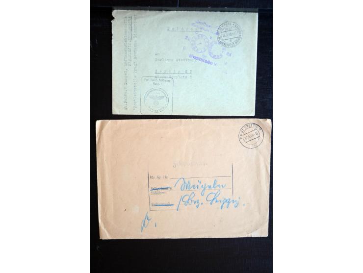 1939/45, interessanter Posten mit besonderen Feldpost-Stempeln, dabei viele Stempel der Postsammelstellen mit besseren, Feldp