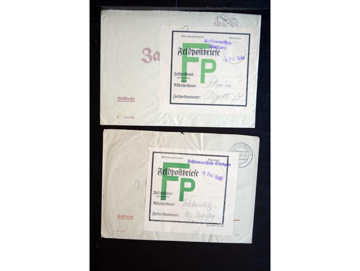 1939/45, interessanter Posten mit besonderen Feldpost-Stempeln, dabei viele Stempel der Postsammelstellen mit besseren, Feldp