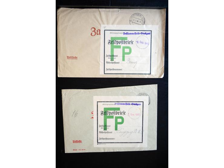 1939/45, interessanter Posten mit besonderen Feldpost-Stempeln, dabei viele Stempel der Postsammelstellen mit besseren, Feldp