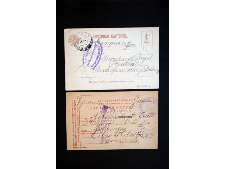 1914/20, einige hundert Briefe und Karten aus bzw. nach Deutschland mit vielen verschiedenen Lagern, Zensuren, Vordruck- und 