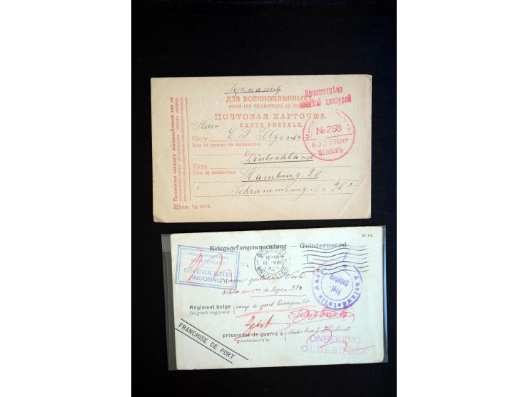 1914/20, einige hundert Briefe und Karten aus bzw. nach Deutschland mit vielen verschiedenen Lagern, Zensuren, Vordruck- und 