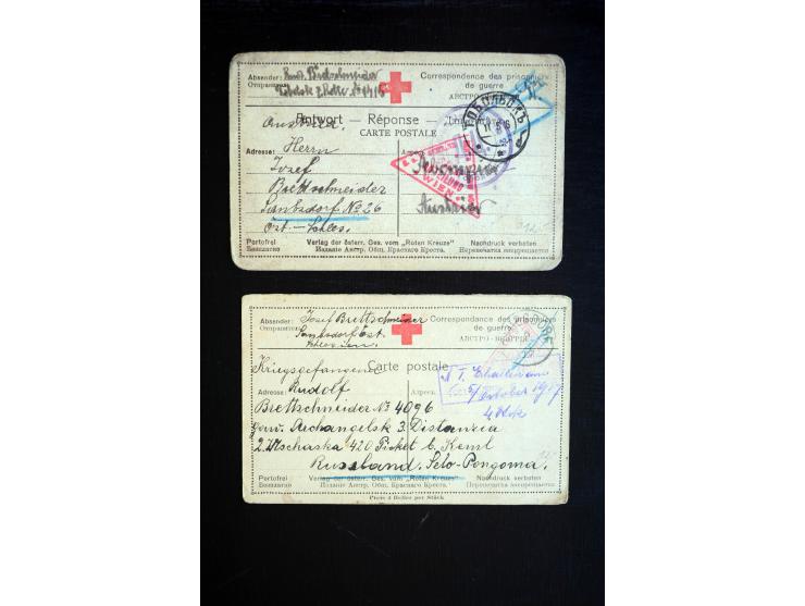 1914/20, einige hundert Briefe und Karten aus bzw. nach Deutschland mit vielen verschiedenen Lagern, Zensuren, Vordruck- und 