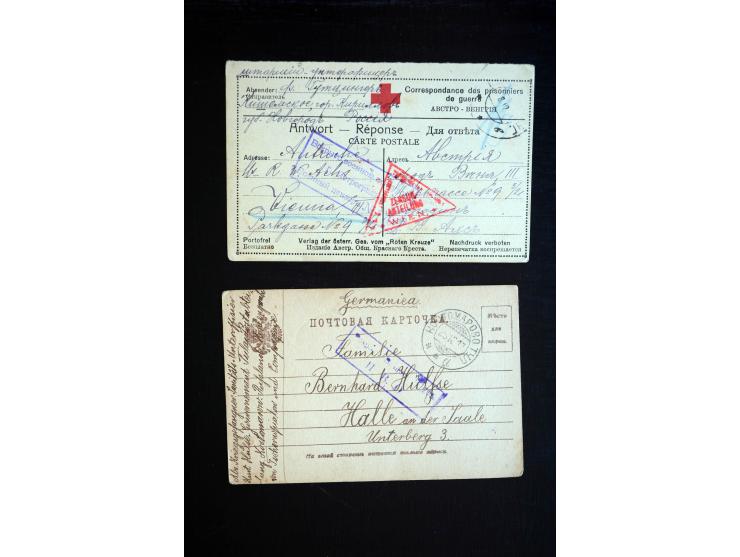 1914/20, einige hundert Briefe und Karten aus bzw. nach Deutschland mit vielen verschiedenen Lagern, Zensuren, Vordruck- und 