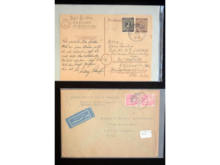 1945/50 (ca), interessanter Posten mit KGF-Post von bzw. an Deutschen in Internierten-Lagern im Ausland bzw. Deutschland (u.a