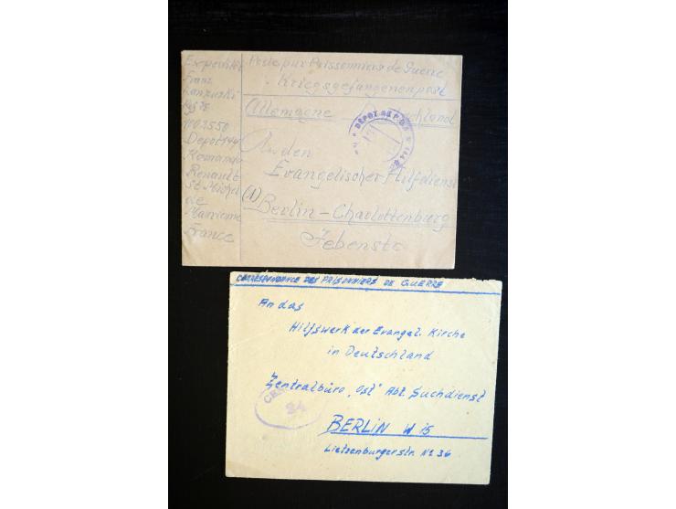 1945/50 (ca), interessanter Posten mit KGF-Post von bzw. an Deutschen in Internierten-Lagern im Ausland bzw. Deutschland (u.a