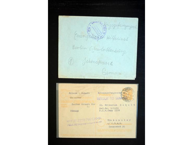 1945/50 (ca), interessanter Posten mit KGF-Post von bzw. an Deutschen in Internierten-Lagern im Ausland bzw. Deutschland (u.a