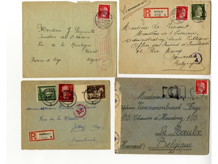 1939/45, Partie mit über 75 Briefen, Karten und Paketkarten aus bzw. in KZ, Ghettos, Fremdarbeiter- und Internierungslagern, 