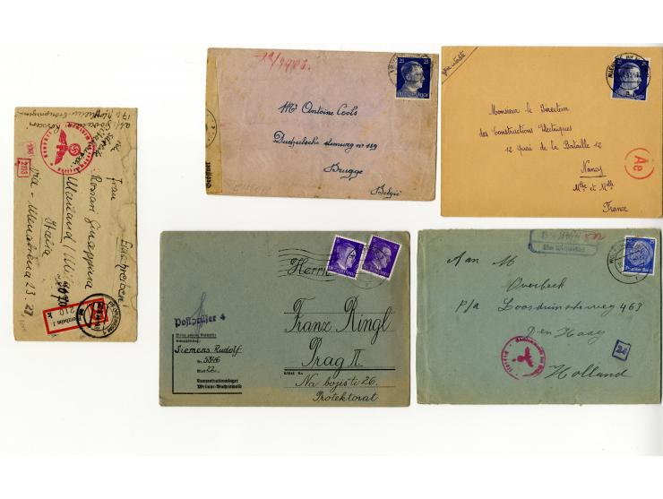 1939/45, Partie mit über 75 Briefen, Karten und Paketkarten aus bzw. in KZ, Ghettos, Fremdarbeiter- und Internierungslagern, 