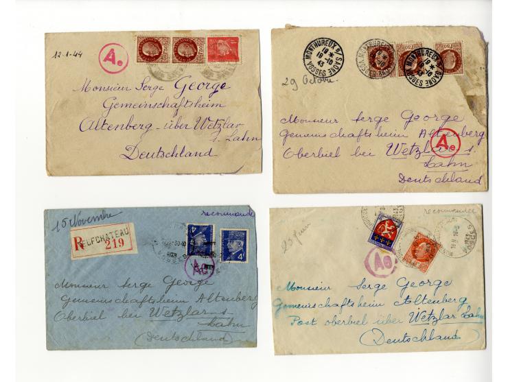 1939/45, Partie mit über 75 Briefen, Karten und Paketkarten aus bzw. in KZ, Ghettos, Fremdarbeiter- und Internierungslagern, 