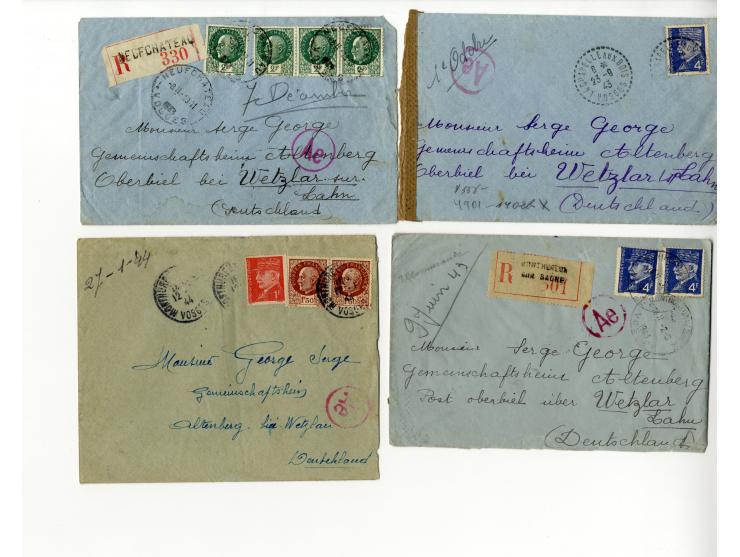 1939/45, Partie mit über 75 Briefen, Karten und Paketkarten aus bzw. in KZ, Ghettos, Fremdarbeiter- und Internierungslagern, 