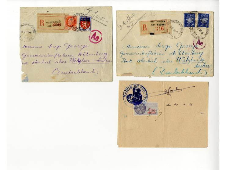 1939/45, Partie mit über 75 Briefen, Karten und Paketkarten aus bzw. in KZ, Ghettos, Fremdarbeiter- und Internierungslagern, 