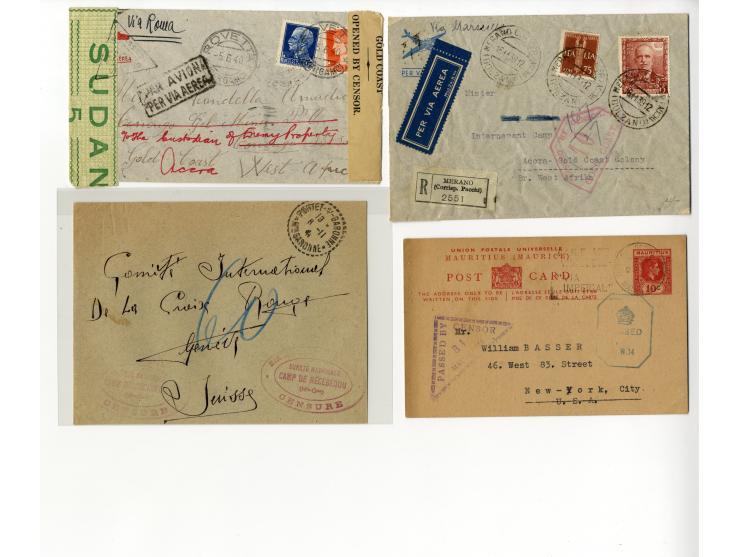 1939/45, Partie mit über 75 Briefen, Karten und Paketkarten aus bzw. in KZ, Ghettos, Fremdarbeiter- und Internierungslagern, 
