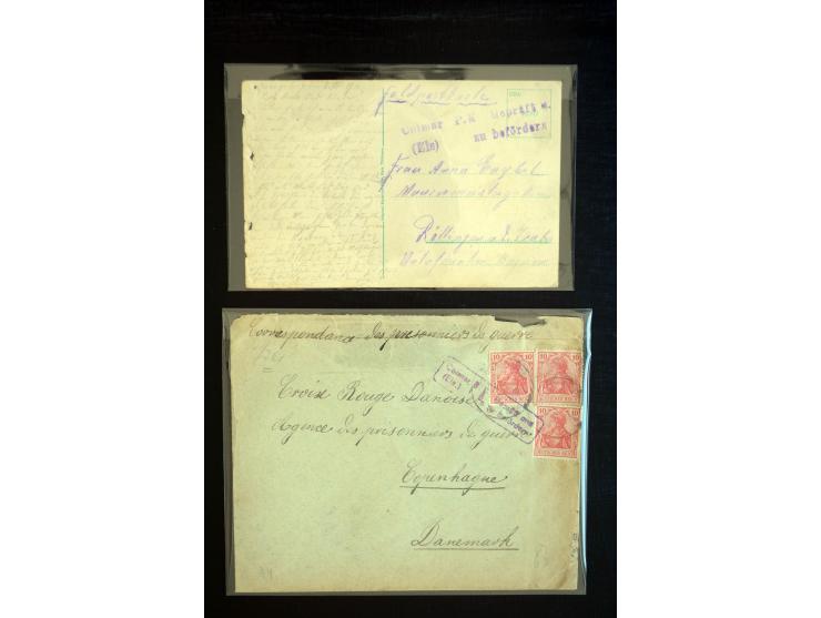 1914/18, einige hundert Briefe und Karten aus bzw. nach Deutschland mit vielen verschiedenen Zensur-Stempeln, Retourpost mit 