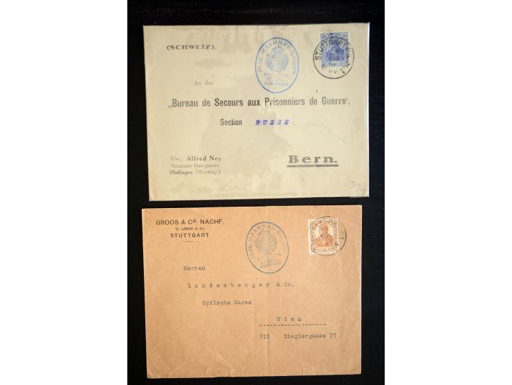 1914/18, einige hundert Briefe und Karten aus bzw. nach Deutschland mit vielen verschiedenen Zensur-Stempeln, Retourpost mit 