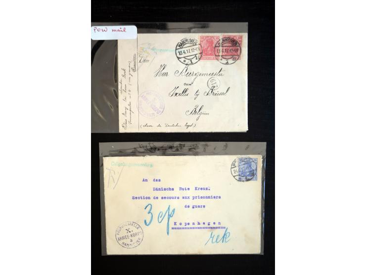 1914/18, einige hundert Briefe und Karten aus bzw. nach Deutschland mit vielen verschiedenen Zensur-Stempeln, Retourpost mit 