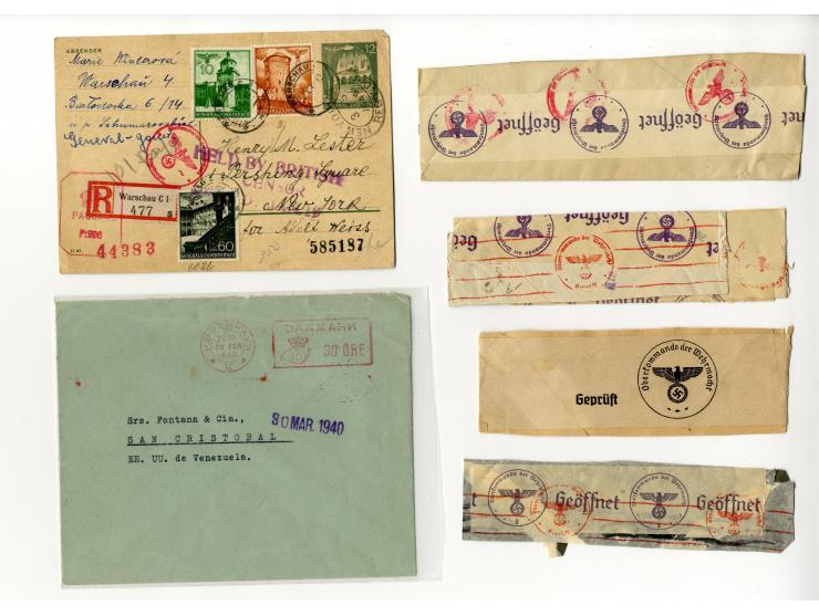 1939/46, Partie mit 38 Retour-Briefen und Karten bzw. Überroller mit entsprechenden Zensuren, Vermerken und Retour-Hinweisste