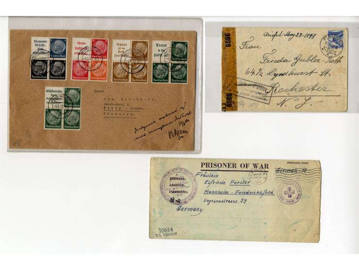 1939/46, Partie mit 38 Retour-Briefen und Karten bzw. Überroller mit entsprechenden Zensuren, Vermerken und Retour-Hinweisste