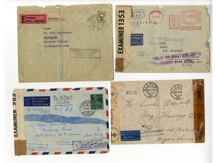 1939/46, Partie mit 38 Retour-Briefen und Karten bzw. Überroller mit entsprechenden Zensuren, Vermerken und Retour-Hinweisste