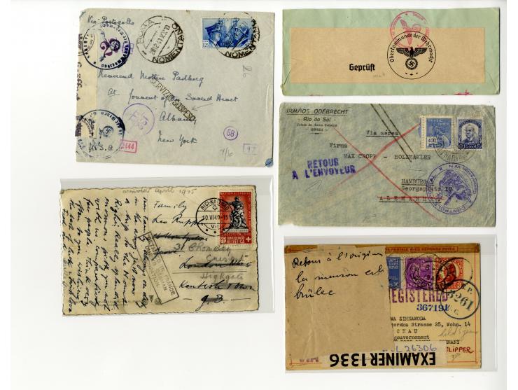 1939/46, Partie mit 38 Retour-Briefen und Karten bzw. Überroller mit entsprechenden Zensuren, Vermerken und Retour-Hinweisste
