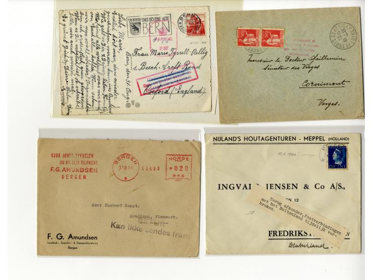1939/46, Partie mit 38 Retour-Briefen und Karten bzw. Überroller mit entsprechenden Zensuren, Vermerken und Retour-Hinweisste