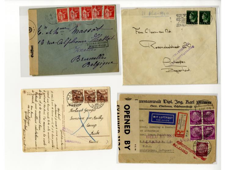 1939/46, Partie mit 38 Retour-Briefen und Karten bzw. Überroller mit entsprechenden Zensuren, Vermerken und Retour-Hinweisste