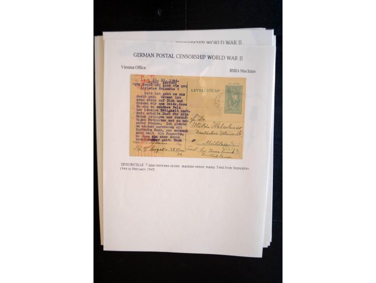 1940/45, interessante Sammlung mit über 140 Briefen, Karten und Drucksachen mit fast nur besseren Zensuren, Hinweis-Stempeln 