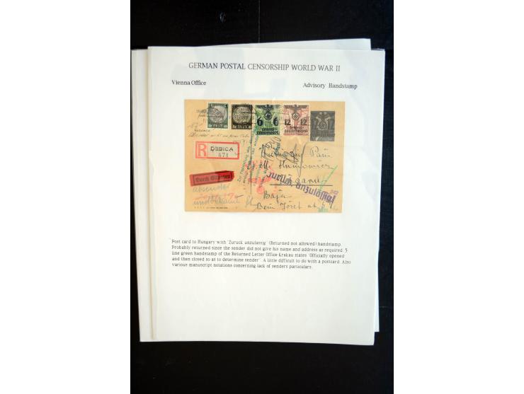 1940/45, interessante Sammlung mit über 140 Briefen, Karten und Drucksachen mit fast nur besseren Zensuren, Hinweis-Stempeln 