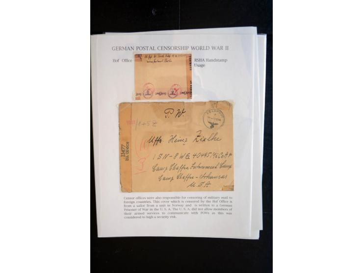 1940/45, interessante Sammlung mit über 140 Briefen, Karten und Drucksachen mit fast nur besseren Zensuren, Hinweis-Stempeln 