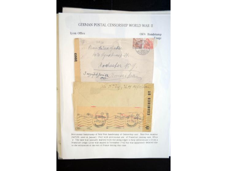 1940/45, interessante Sammlung mit über 140 Briefen, Karten und Drucksachen mit fast nur besseren Zensuren, Hinweis-Stempeln 