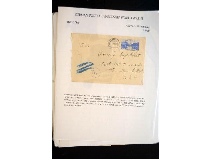 1940/45, interessante Sammlung mit über 140 Briefen, Karten und Drucksachen mit fast nur besseren Zensuren, Hinweis-Stempeln 